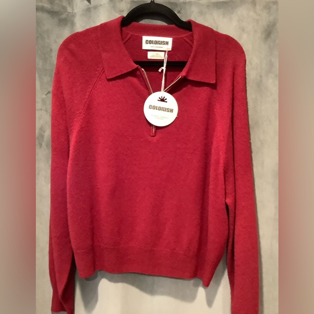 Color Rush  Zip Polo in Cashmere size small in Burgundy